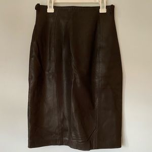 Vintage Genuine brown Leather Pencil Skirt